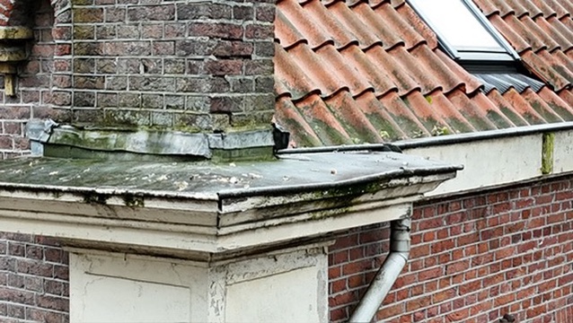 Dak en goot close-up inspectie